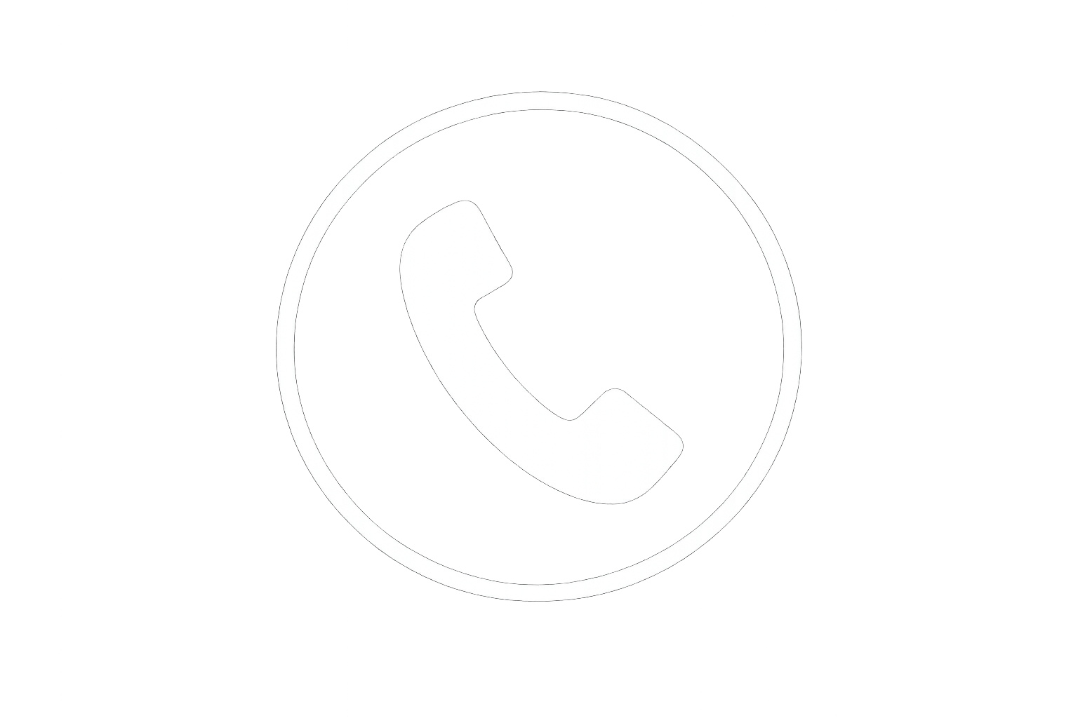 A white phone receiver icon enclosed in a circle on a black background.