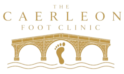 the caerleon foot clinic logo which depicts the caerleon bridge over the usk river including a foot print to signify this is a foot health clinics