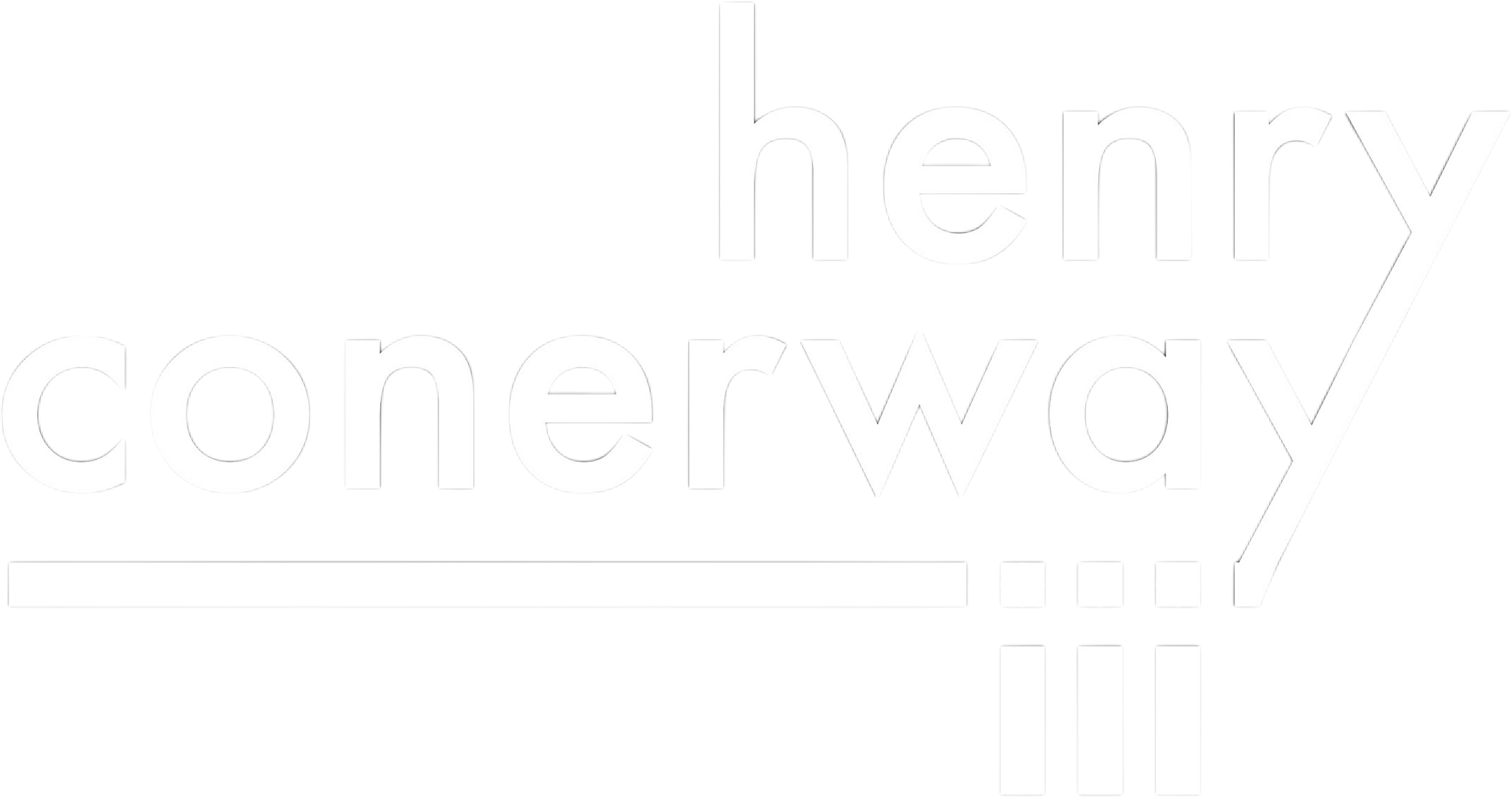 Black background with white logo text that reads: 'Henry Conerway III'.