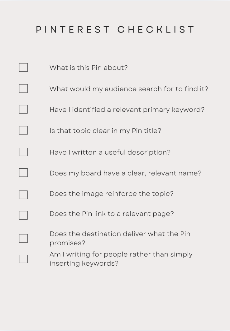 SEO for Pinterest Pins Checklist