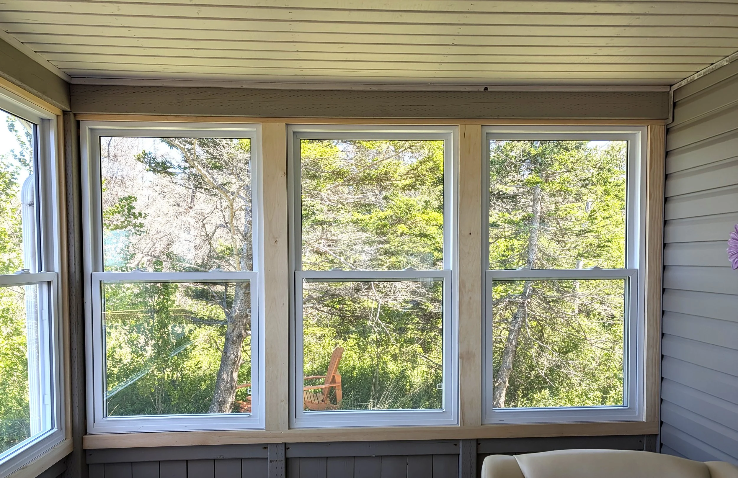 Enclosed sunroom for a homeowner in West Covehead, PEI 