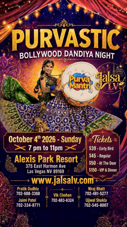 Purvastic Bollywood Dandiya and Bhangra Night october 4th 2026