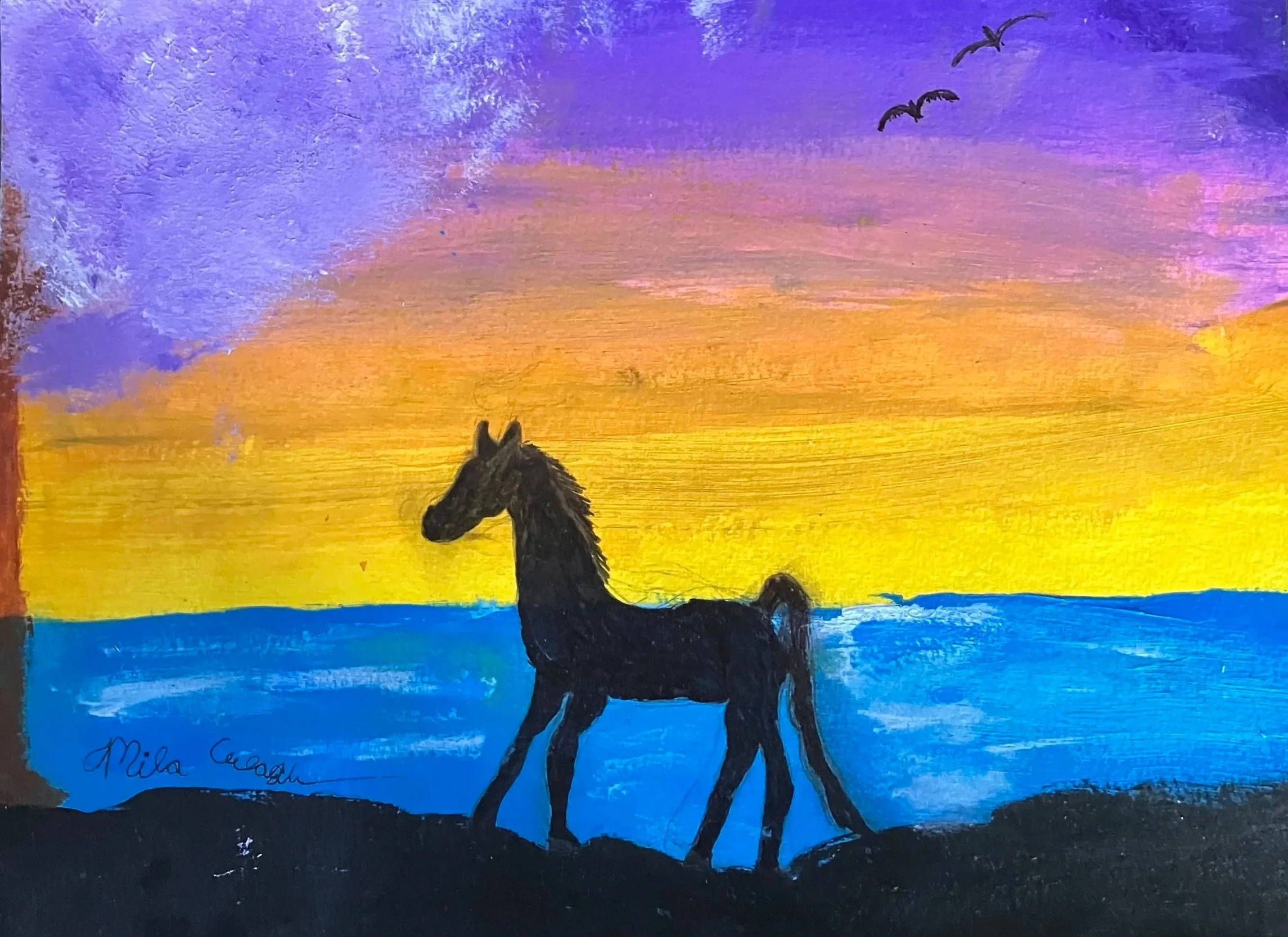 the seaside horse - (acrylic paint) 