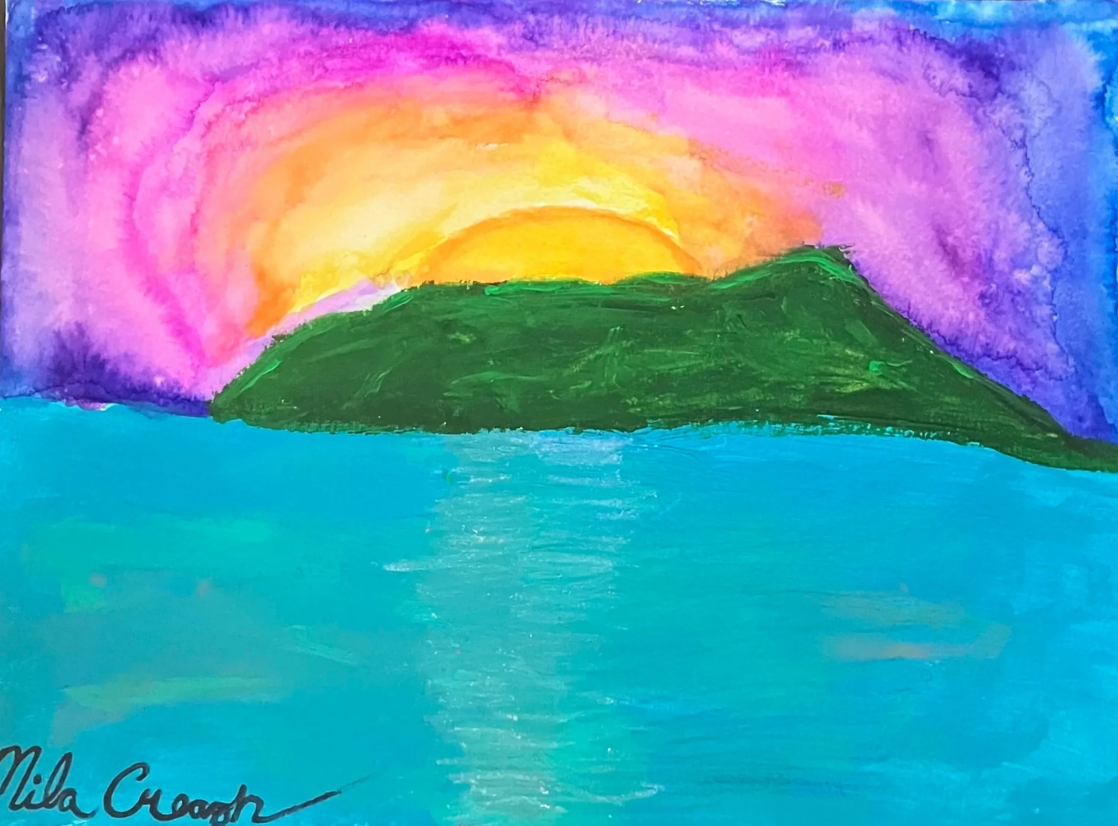 Kaho'olawe sunrise - (acrylic paint, watercolor)