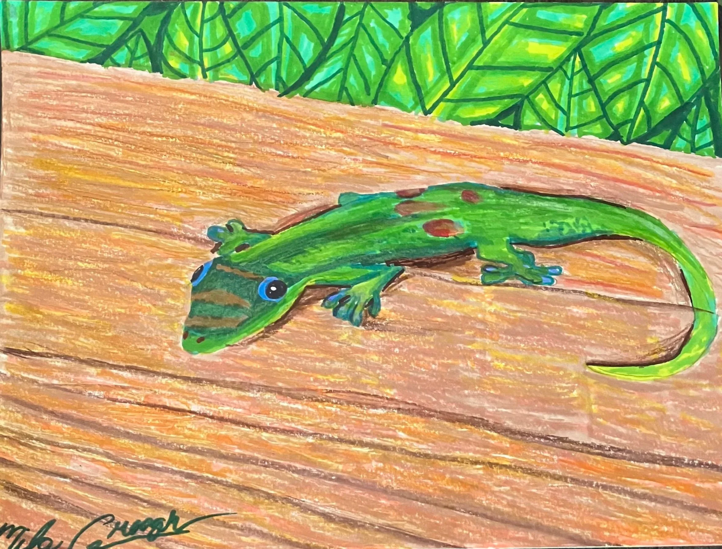 the little green mo'o - (colored pencil, sharpie) 