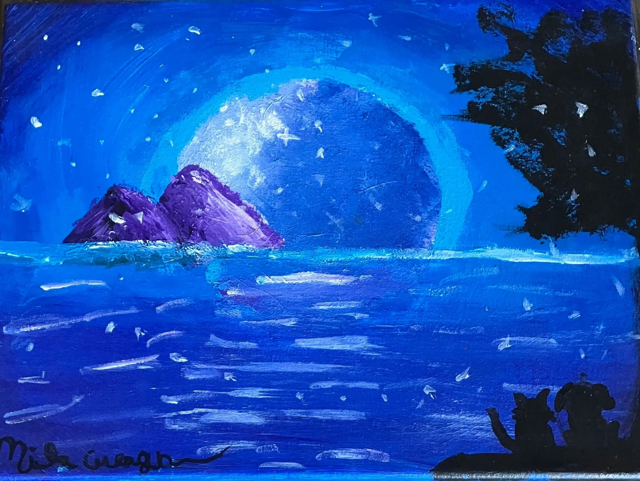 once in a big blue moon - (acrylic paint)