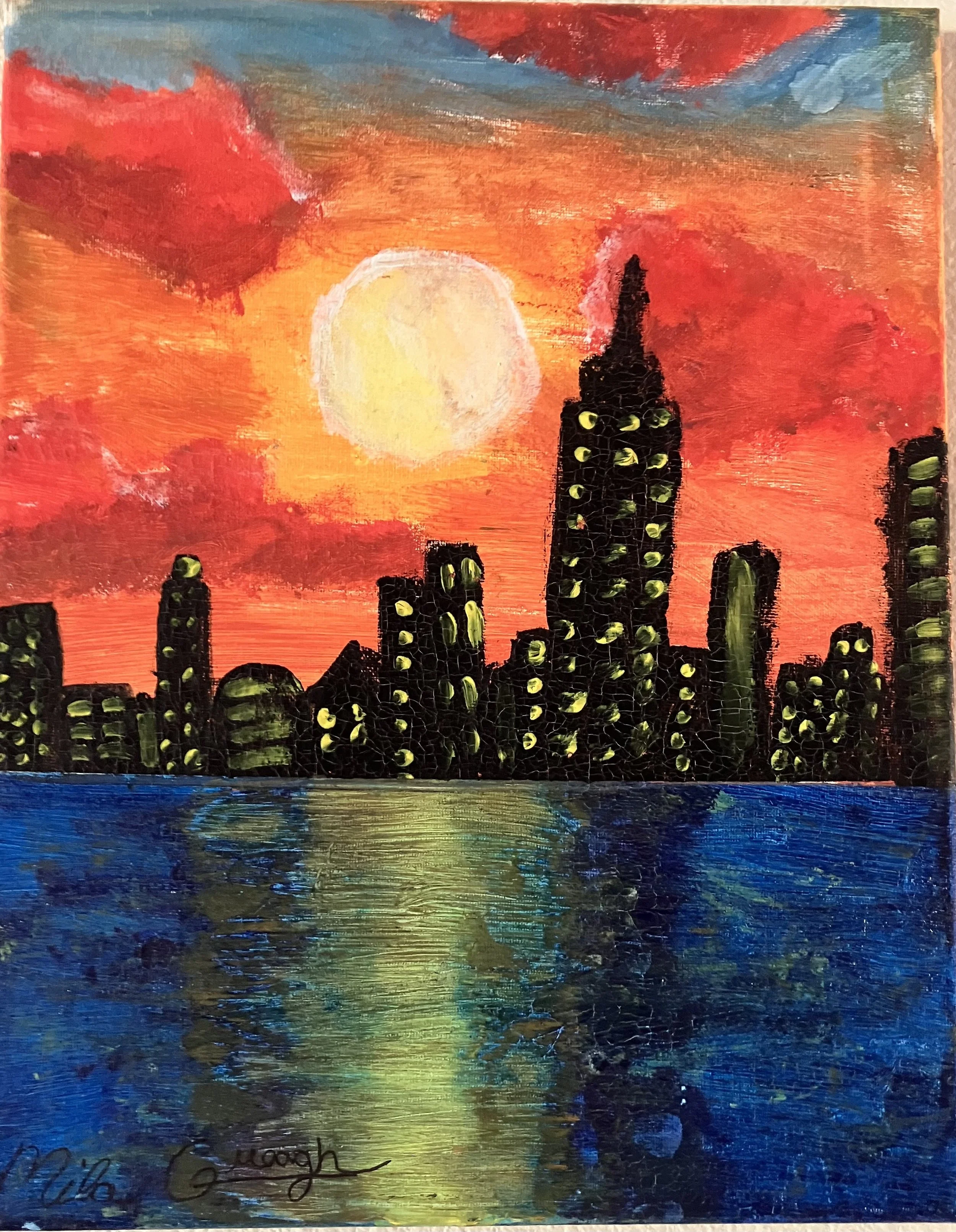 city across the sea - (acrylic paint) 