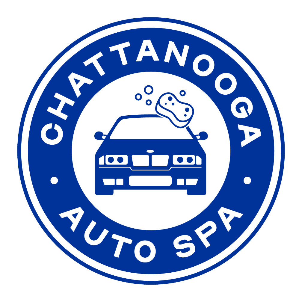 Logo of Chattagnoo Auto Spa featuring a car with a sponge and bubbles, surrounded by a blue circle with white text.