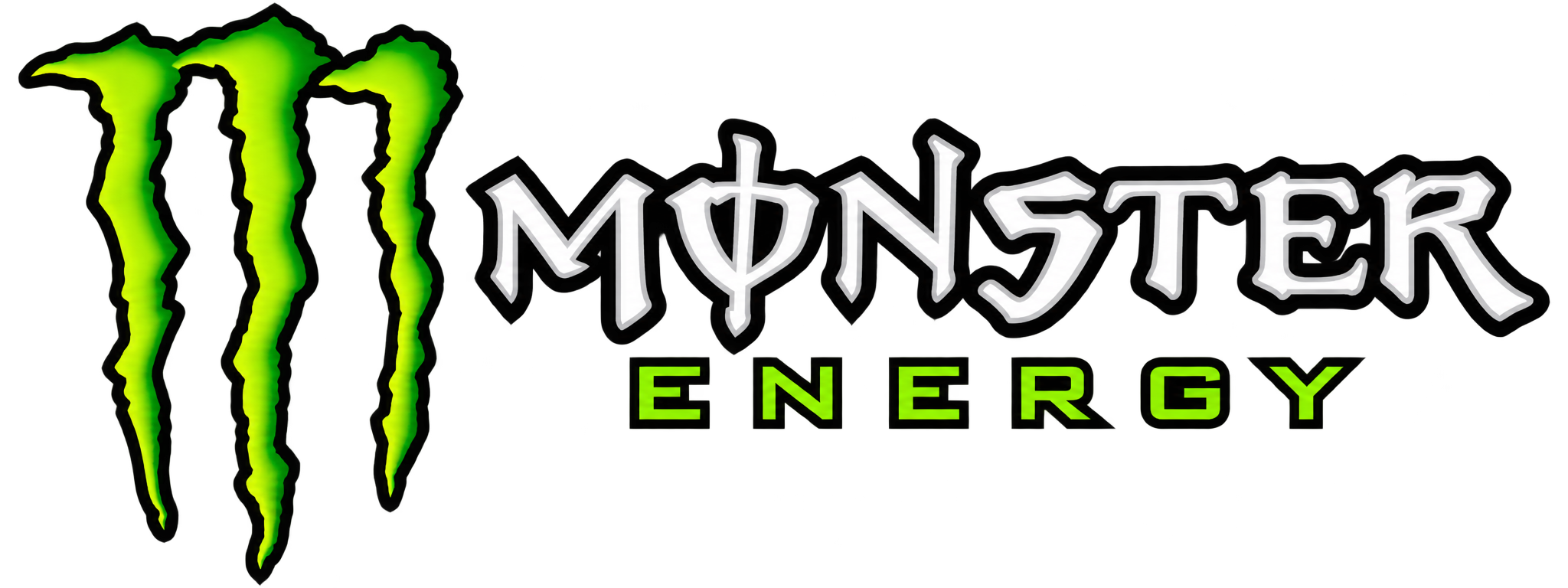 Monster Energy logo with three green claw marks and the words 'Monster Energy' in stylized font.