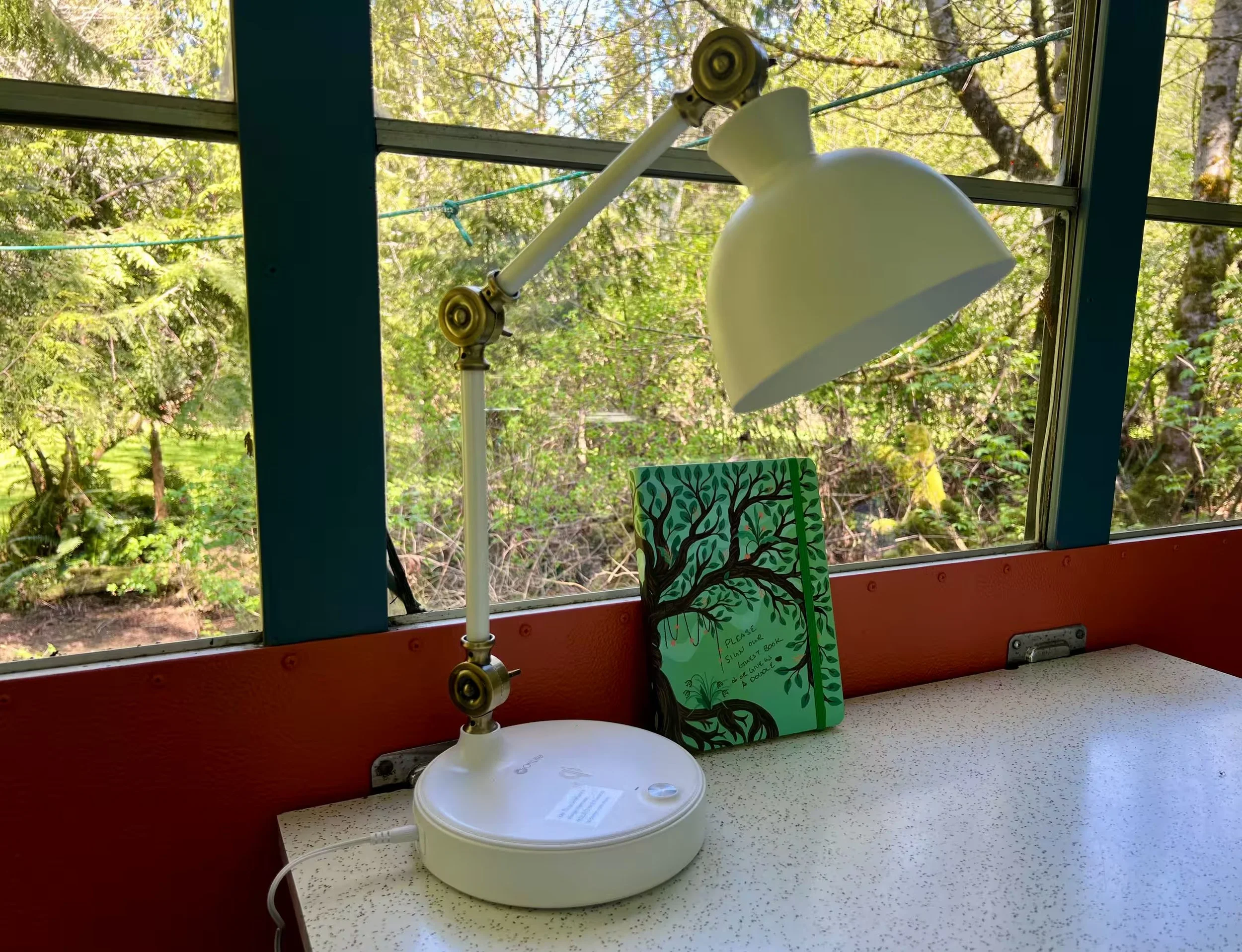 Journalling desk complete with a much loved, live-in guestbook! 