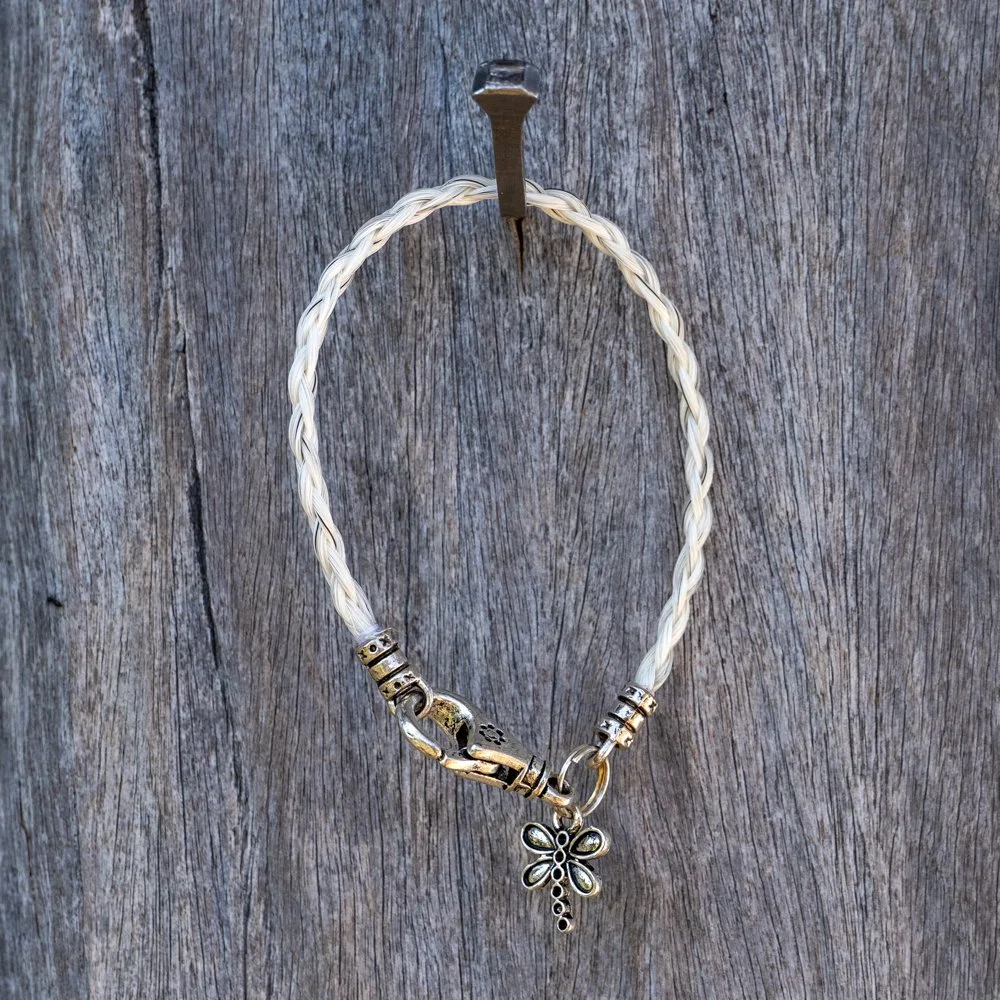 Bracelet Grey with Dragonfly - Size S/M