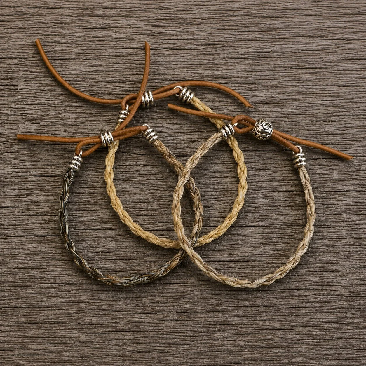Bracelet braid with leather lace - Various blends and sizes available & additional leather lace supplied in various colours