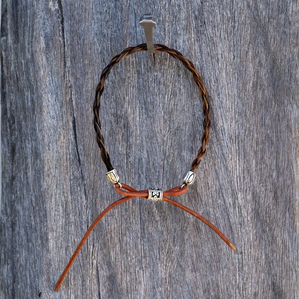 Bracelet Chestnut with leather lace - Size M/L