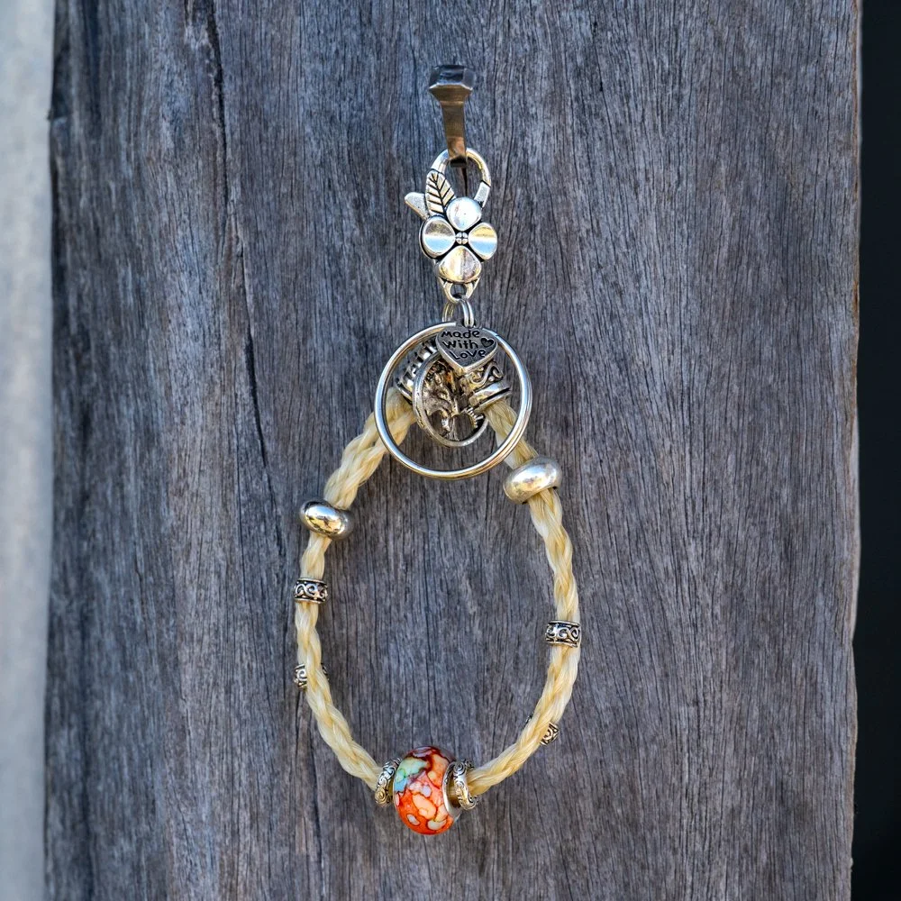 Key ring Loop Grey with orange bead