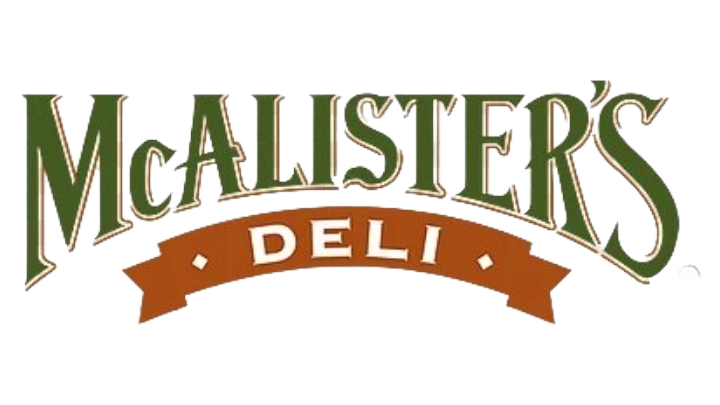 Logo of McAlister's Deli with green text and brown banner
