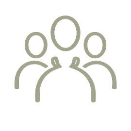 An icon showing three persons side by side, representing a group or team.