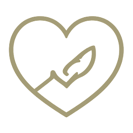 A heart-shaped outline with a small flame inside, symbolizing love or passion.