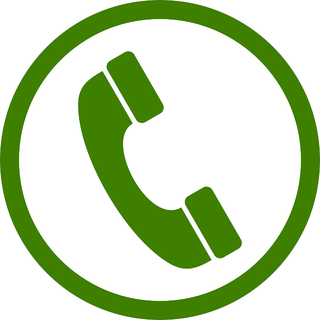 Green phone receiver icon inside a green circular border.
