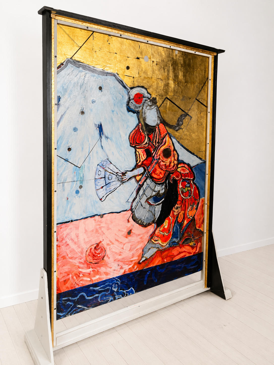 Ghost Dancer

Acrylic and Imitation Gold Leaf on Plexiglas in Artist Built Frame
96" x 74" x 22"
2025