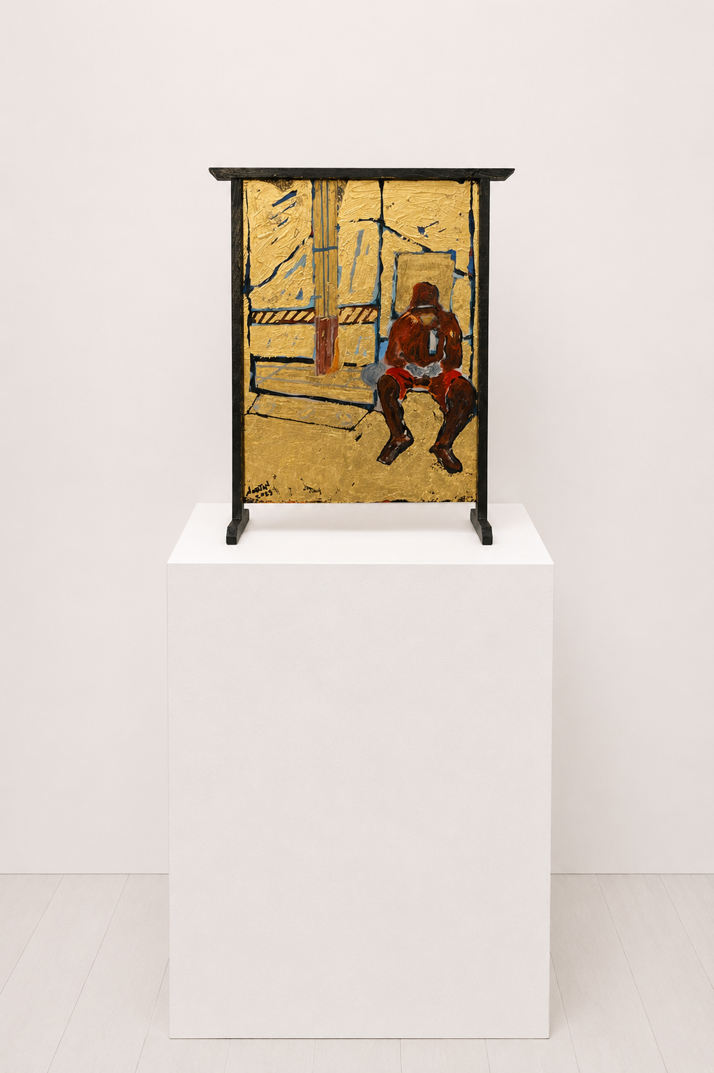 Scrollin' on the L  (a 2 Faced painting)

Acrylic with Imitation Gold Leaf on Plexiglass with Plexiglass Mirror in Artist Built Frame
24" x 18" x 5"
2025