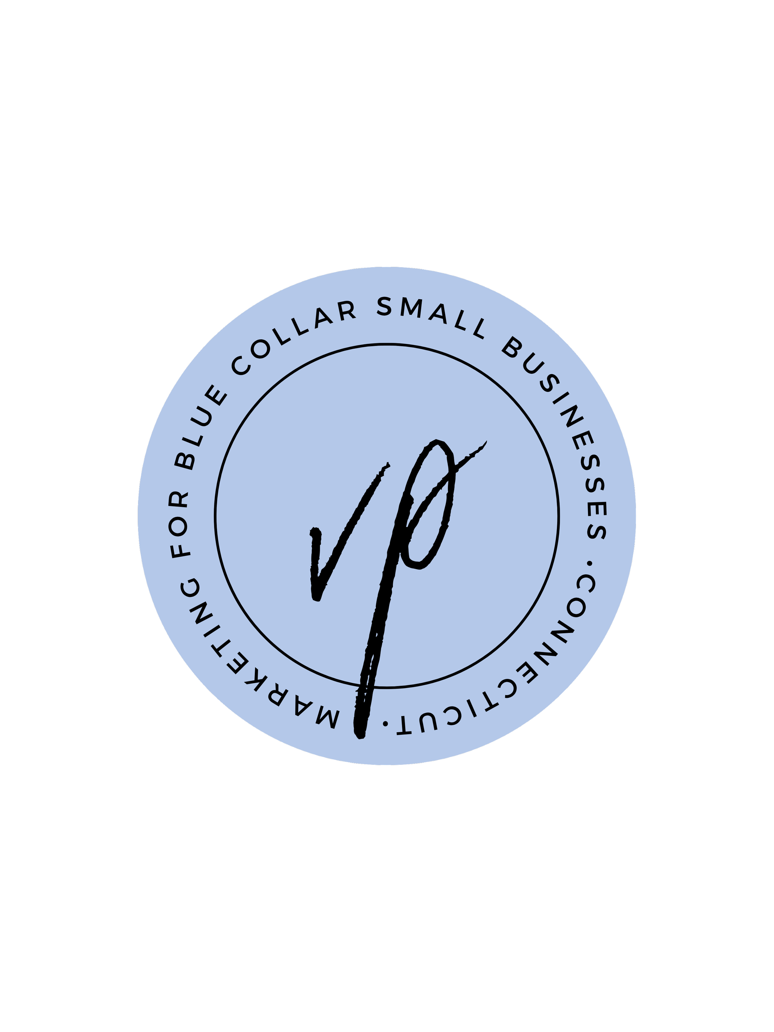 A circular blue and black logo with the text "FOR BLUE COLLAR SMALL BUSINESSES" surrounding the circle.