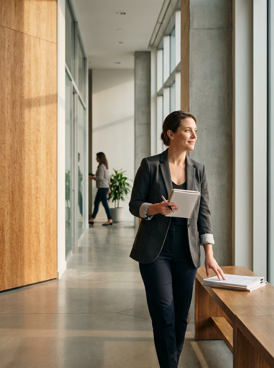Business consultant in a professional office representing Harbor & Oak Consulting's practical approach to financial leadership and business advisory.