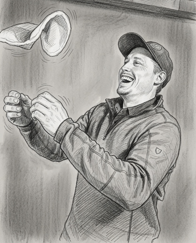 A man with a cap smiling and throwing a hat in the air.