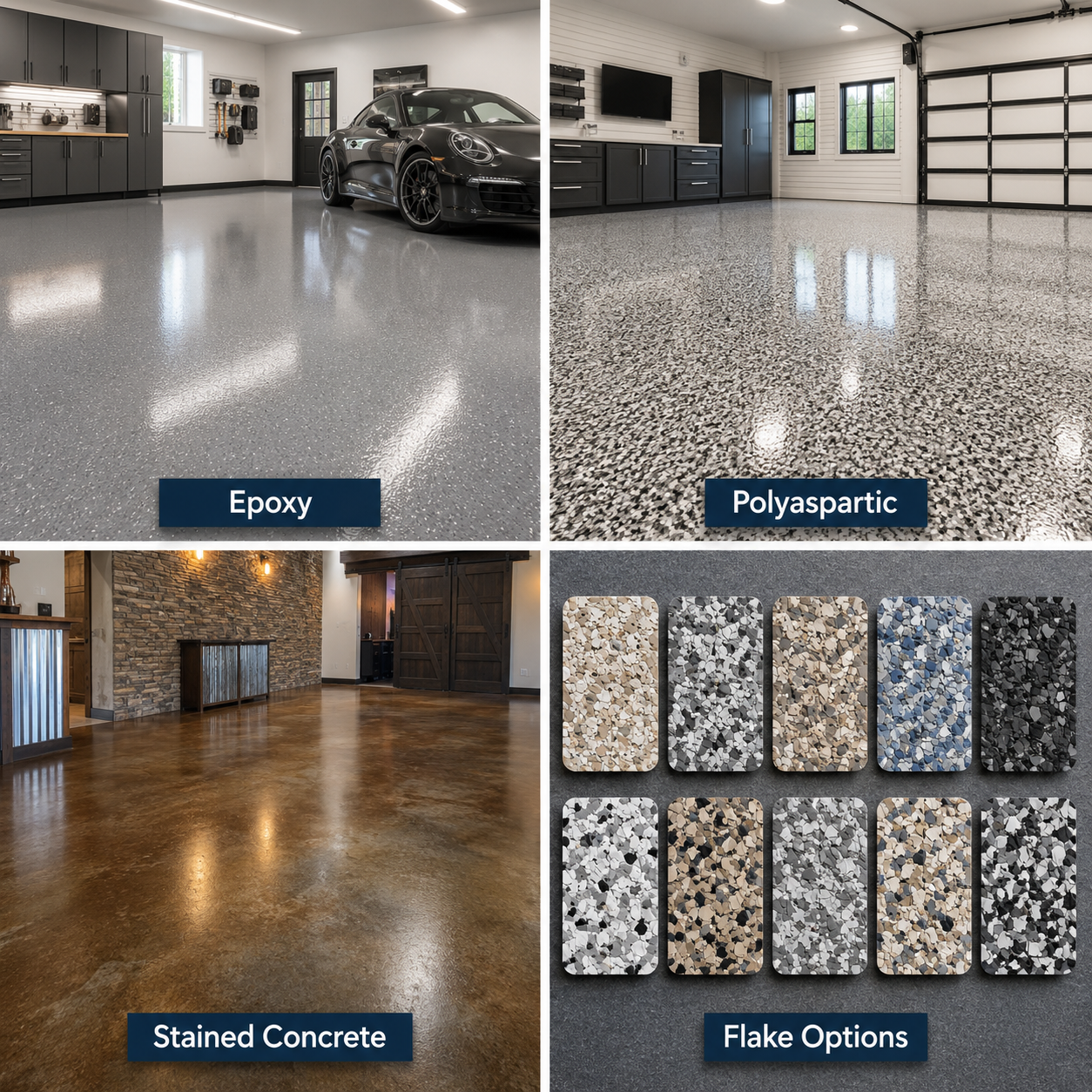 Epoxy Floor Polyaspartic Floor Stained Concrete Flake Options