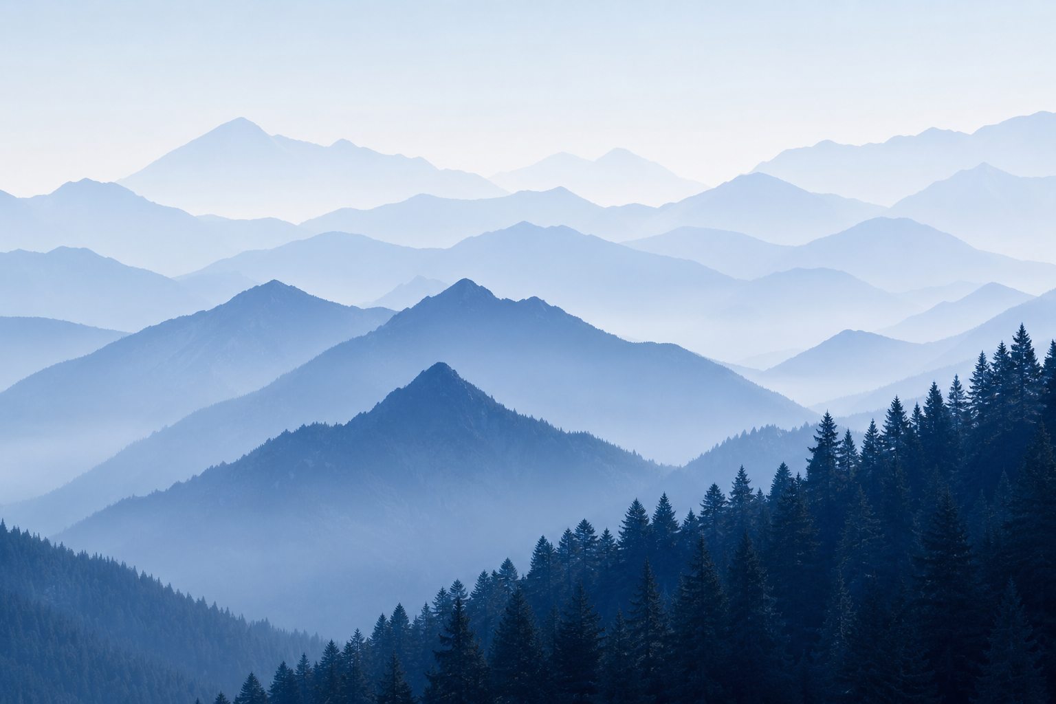 Blue mountain range representing calm, perspective and psychological treatment