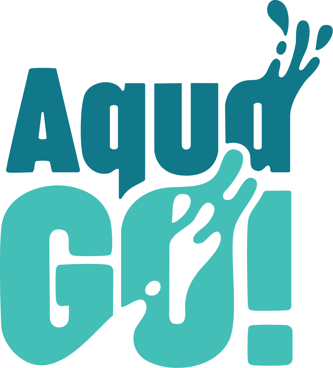 The image features the 'AquaGO!' LOGO in stylized blue and teal text, with water-splash elements around the letters.