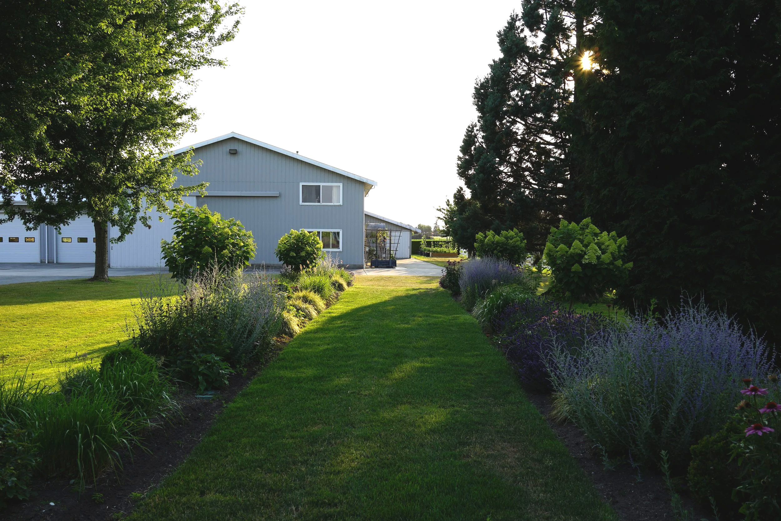 View of Reception Barn from Ceremony Lawn