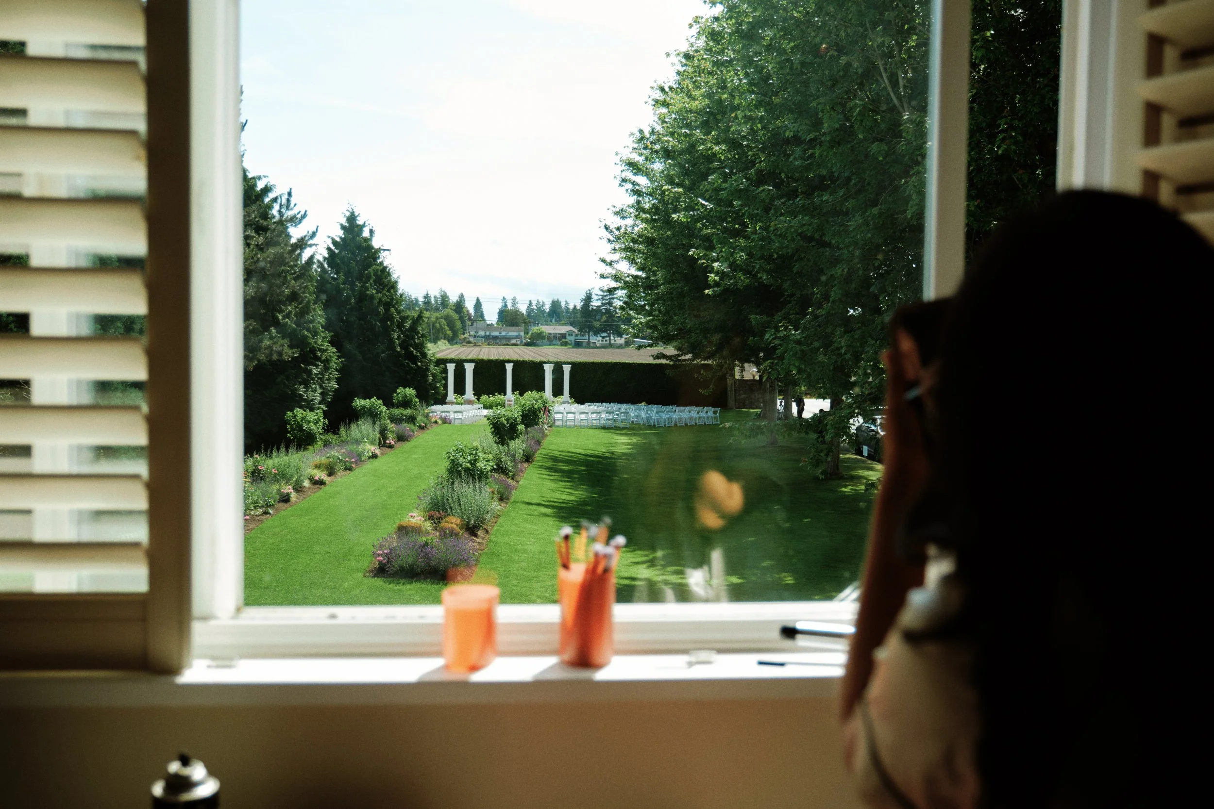View of Ceremony Lawn from barn window
