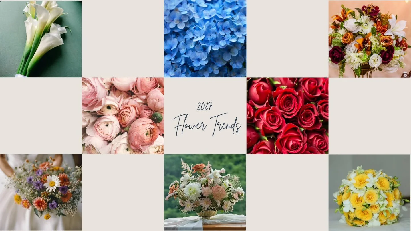 ✨️2027 couples - let's talk flowers! ✨️

Your wedding vibe starts with your blooms, and next year's trends are so good. From bold reds to soft pastels, wild garden mixes, sleek calla lilies, or dreamy hydrangea blues. I want to know what's calling yo