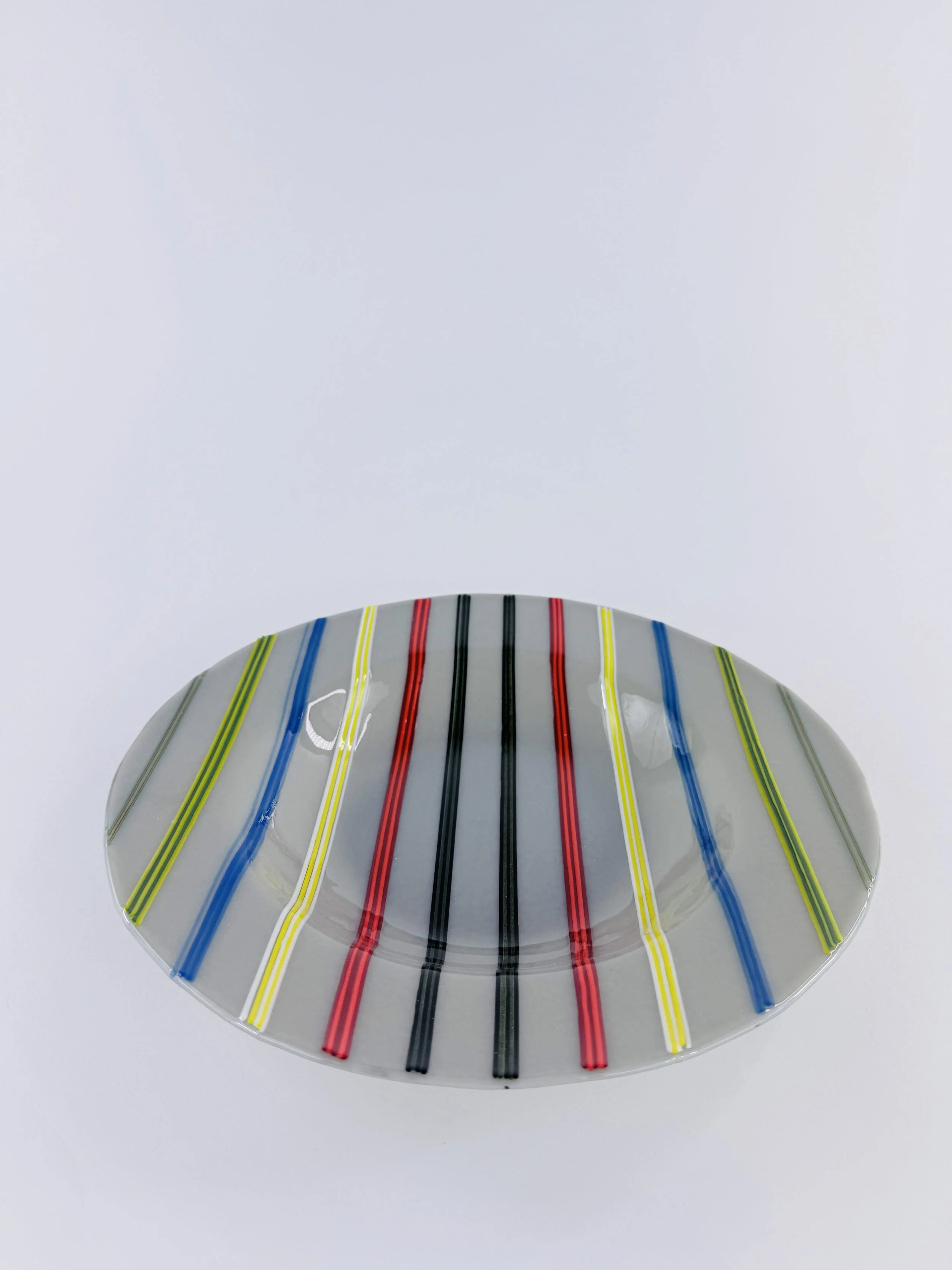 Stringer Stripes on Grey Serving Bowl