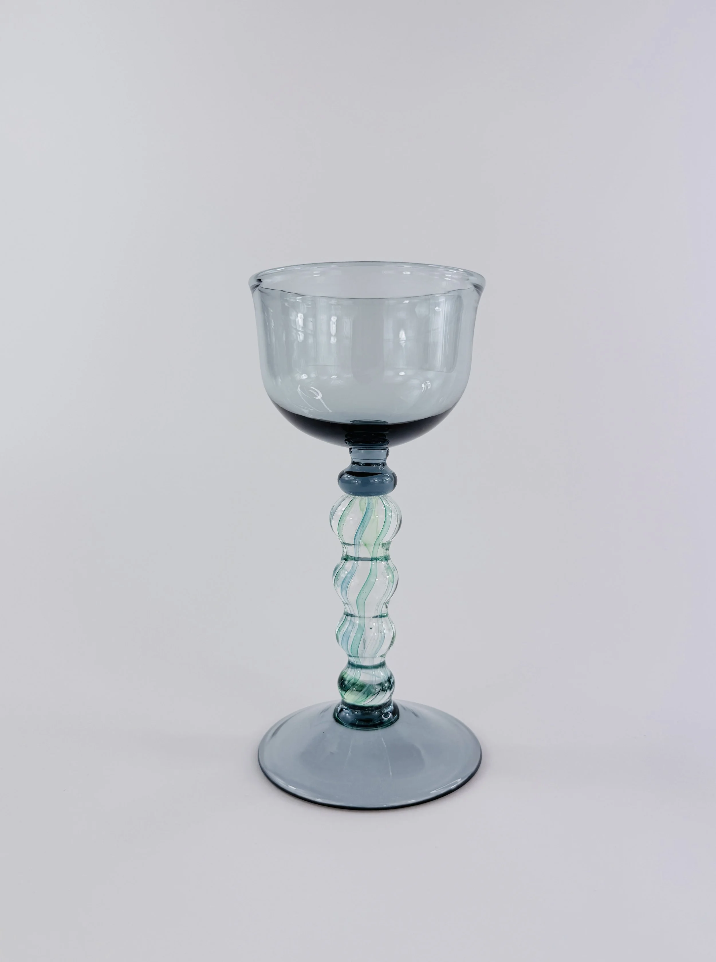 Blue and Green Cane Stem Goblet