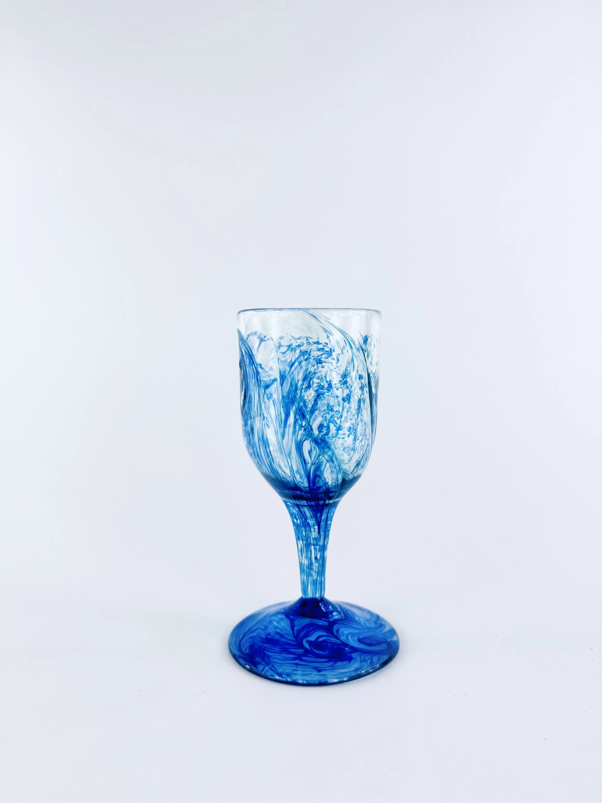 Blue Frit Swirl Goblet