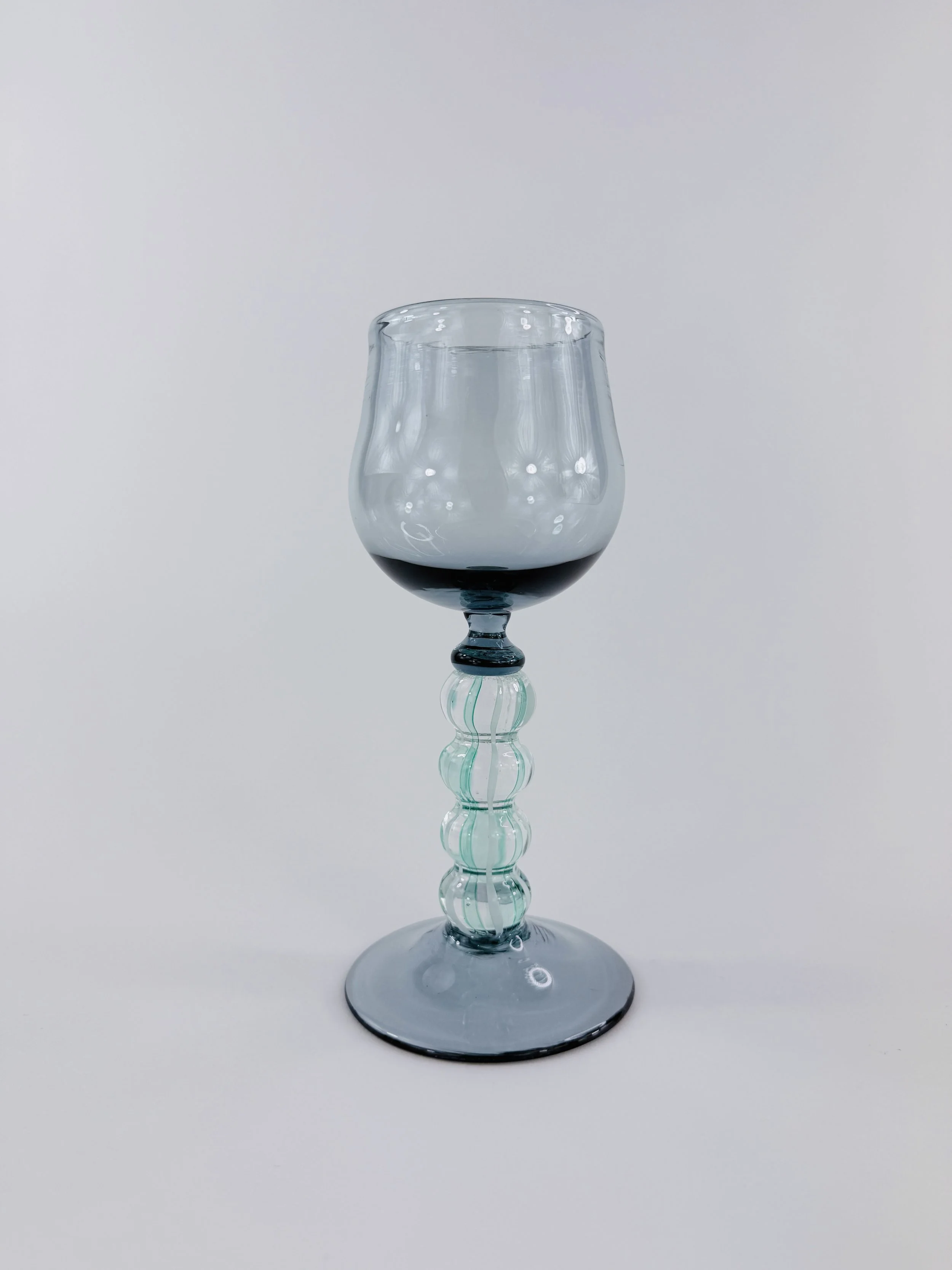 Green and White Cane Stem Goblet