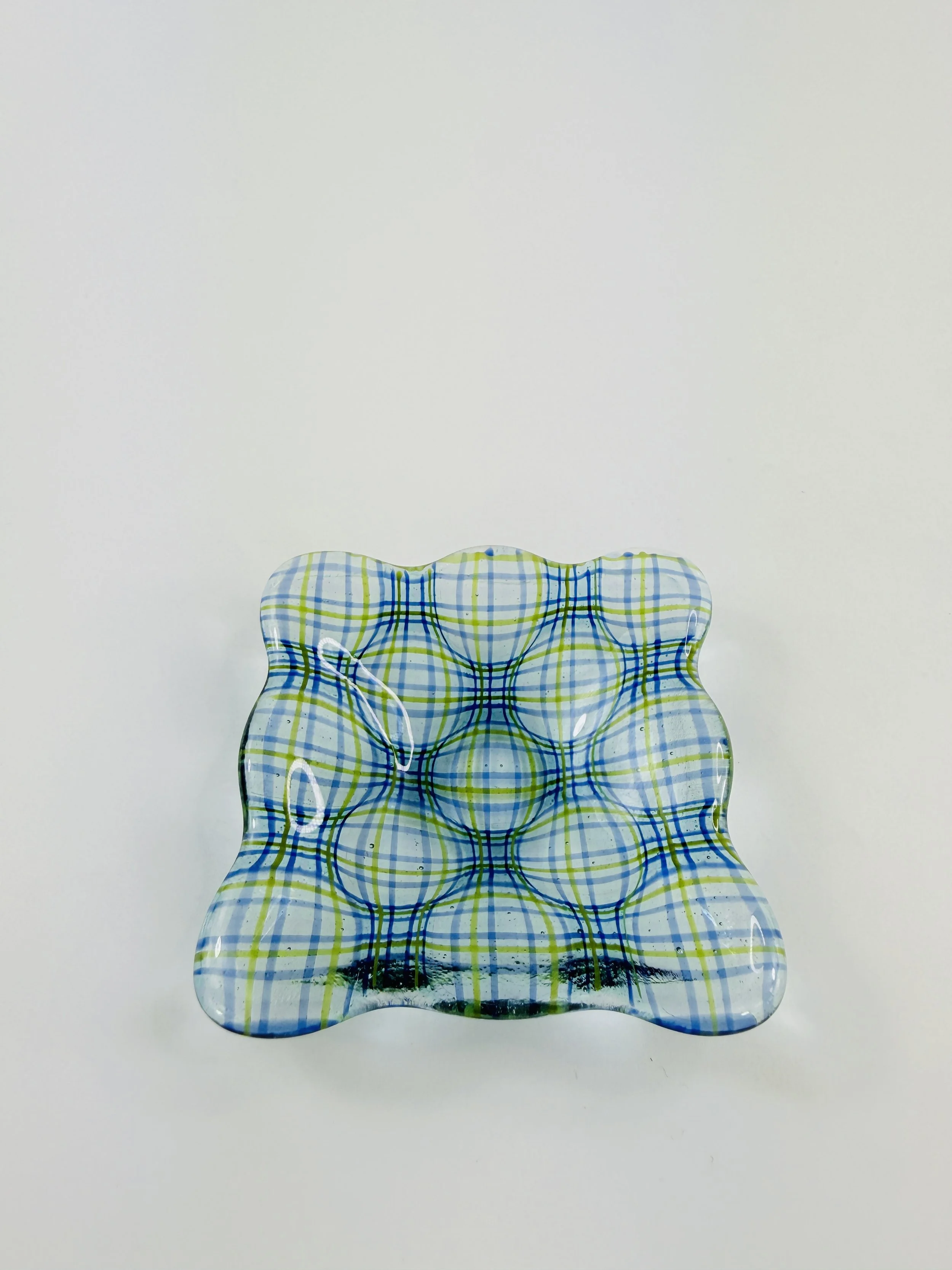 Green and Blue Criss-Cross Optic Dish