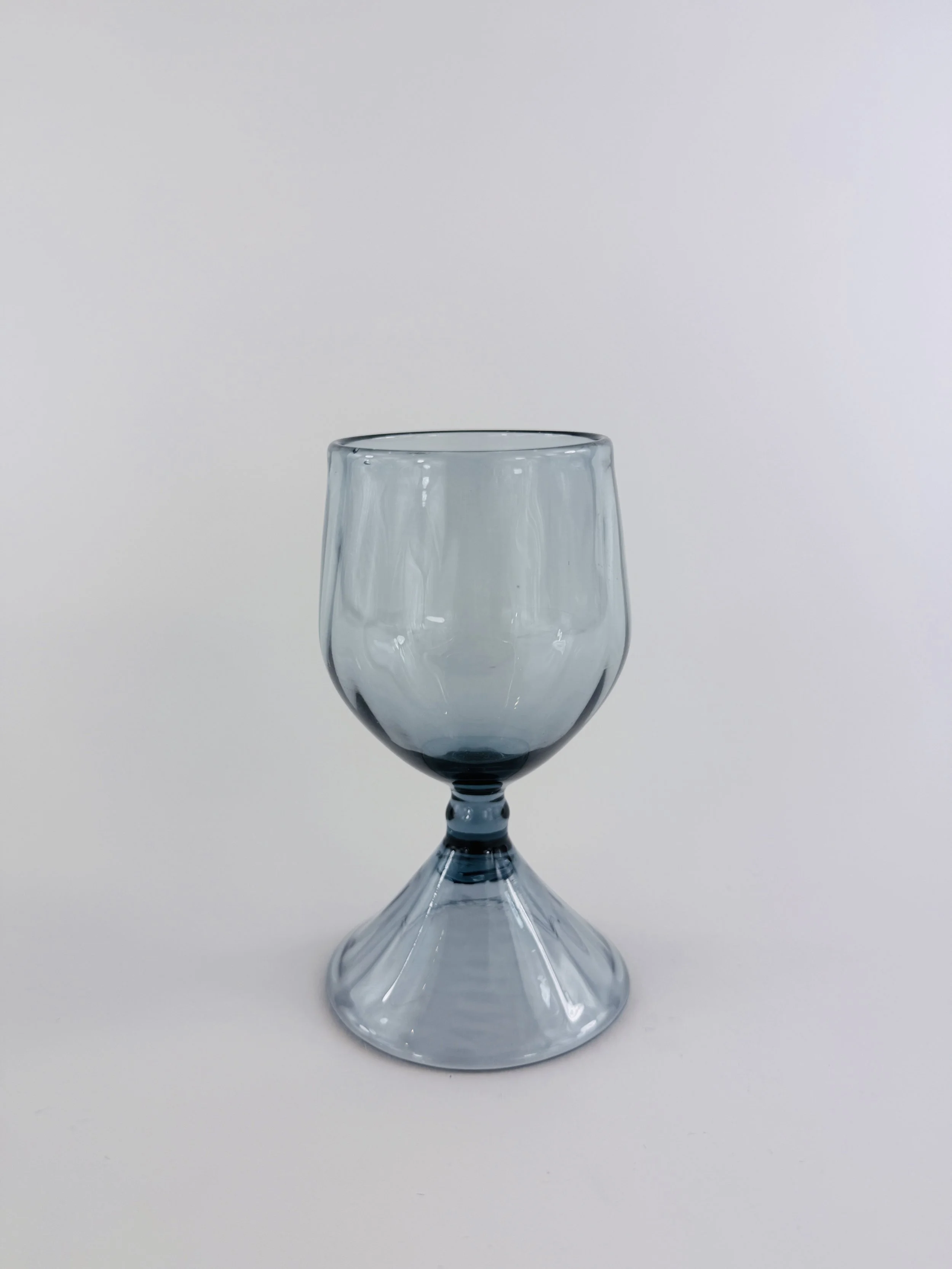 Small Ridged Blue Goblet