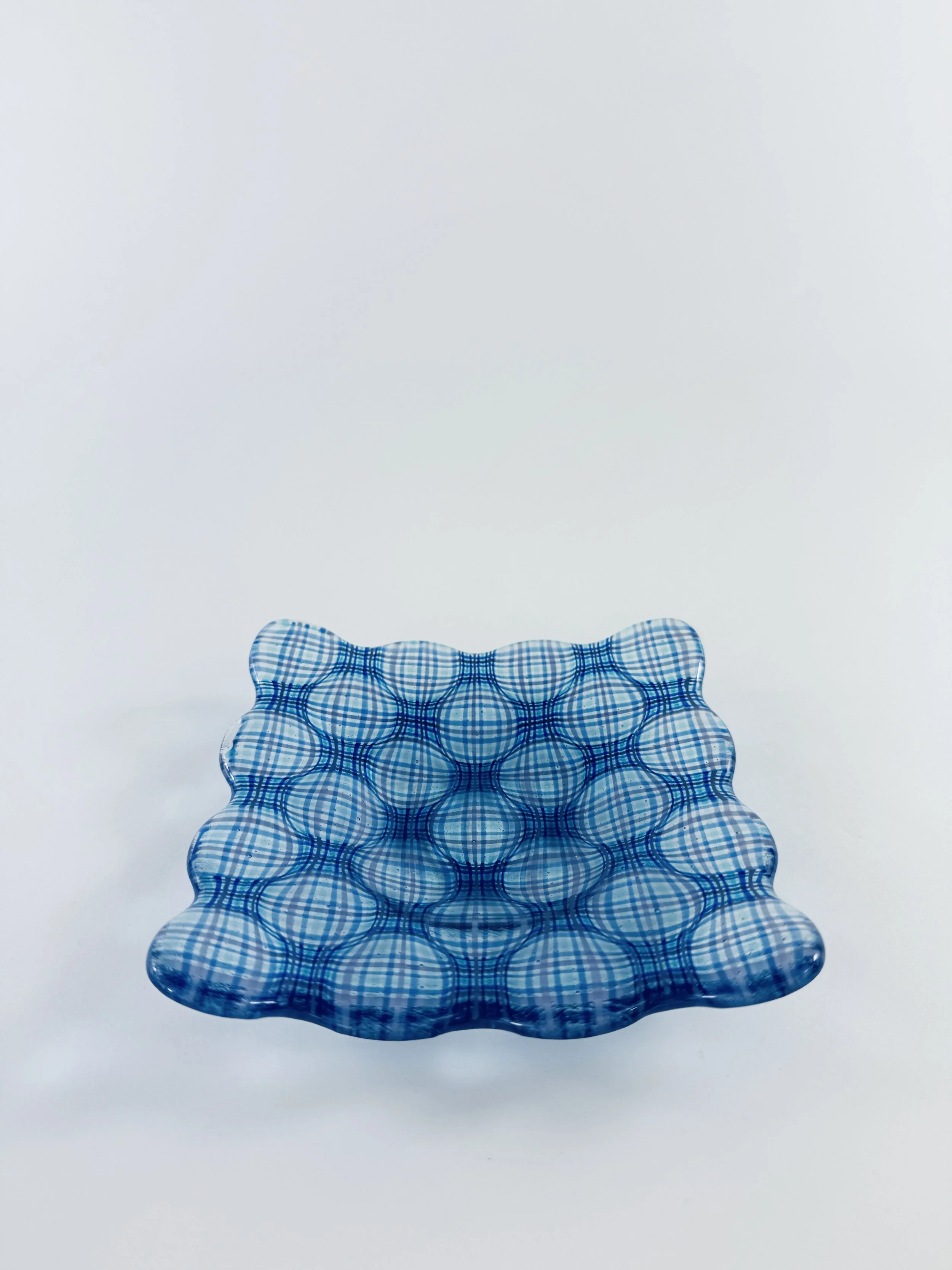 Blue and Purple Criss-Cross Optic dish