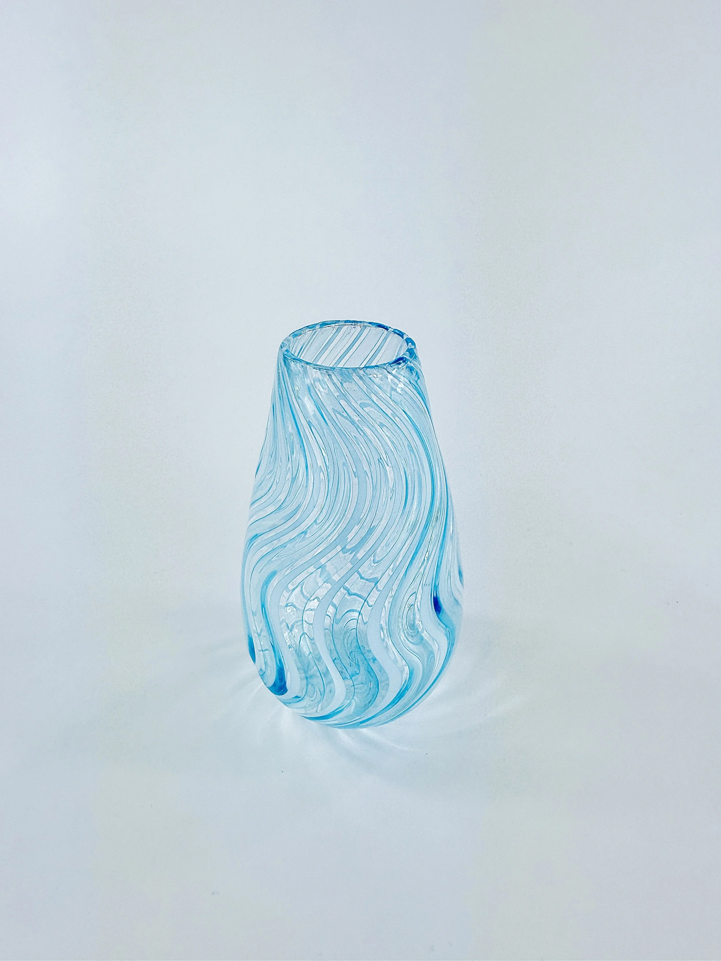 Blue and White Wig-wag Cane Vase