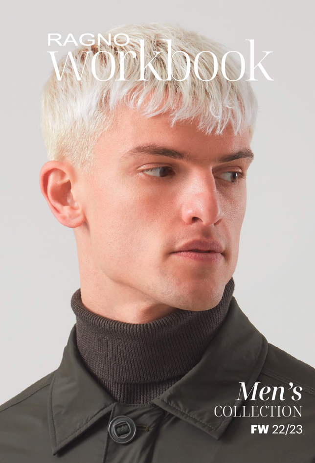 Copertina di un workbook lookbook moda uomo realizzato per presentazione commerciale di una collezione Ragno.