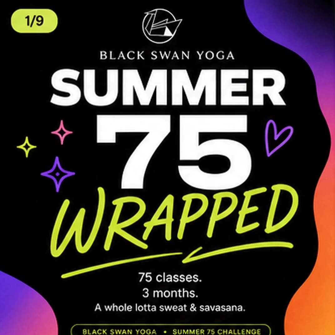 @blackswanyoga Summer 75 Challenge 🧘🏼&zwj;♀️✨

I DID IT!! 🥹 This was my third challenge with BSY since joining the studio a couple years ago and my FIRST to complete &mdash; and I am over the moon proud of myself!! 🌝

This challenge could not hav