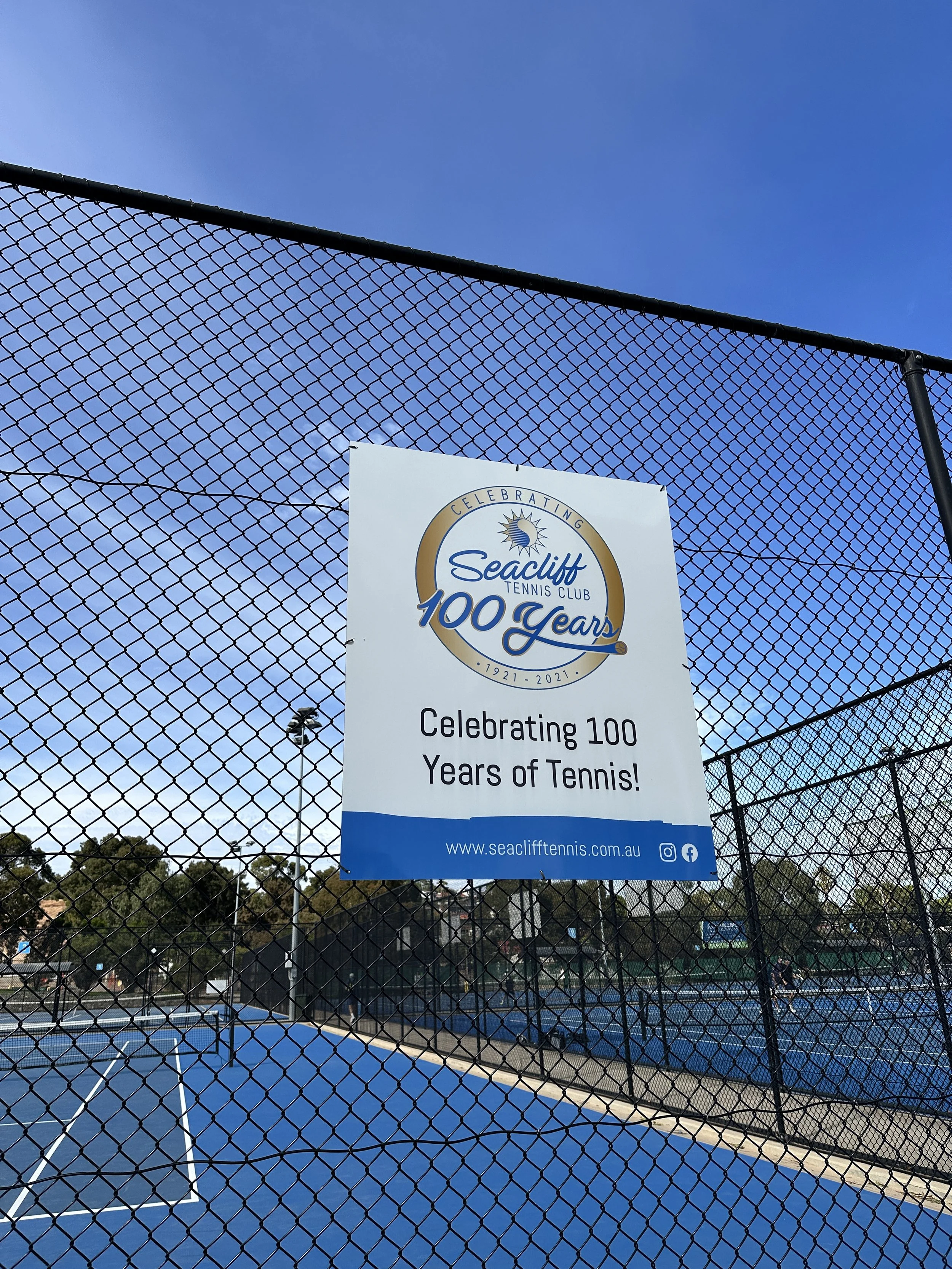 Outdoor tennis courts at Seacliff Tennis Club in Adelaide.