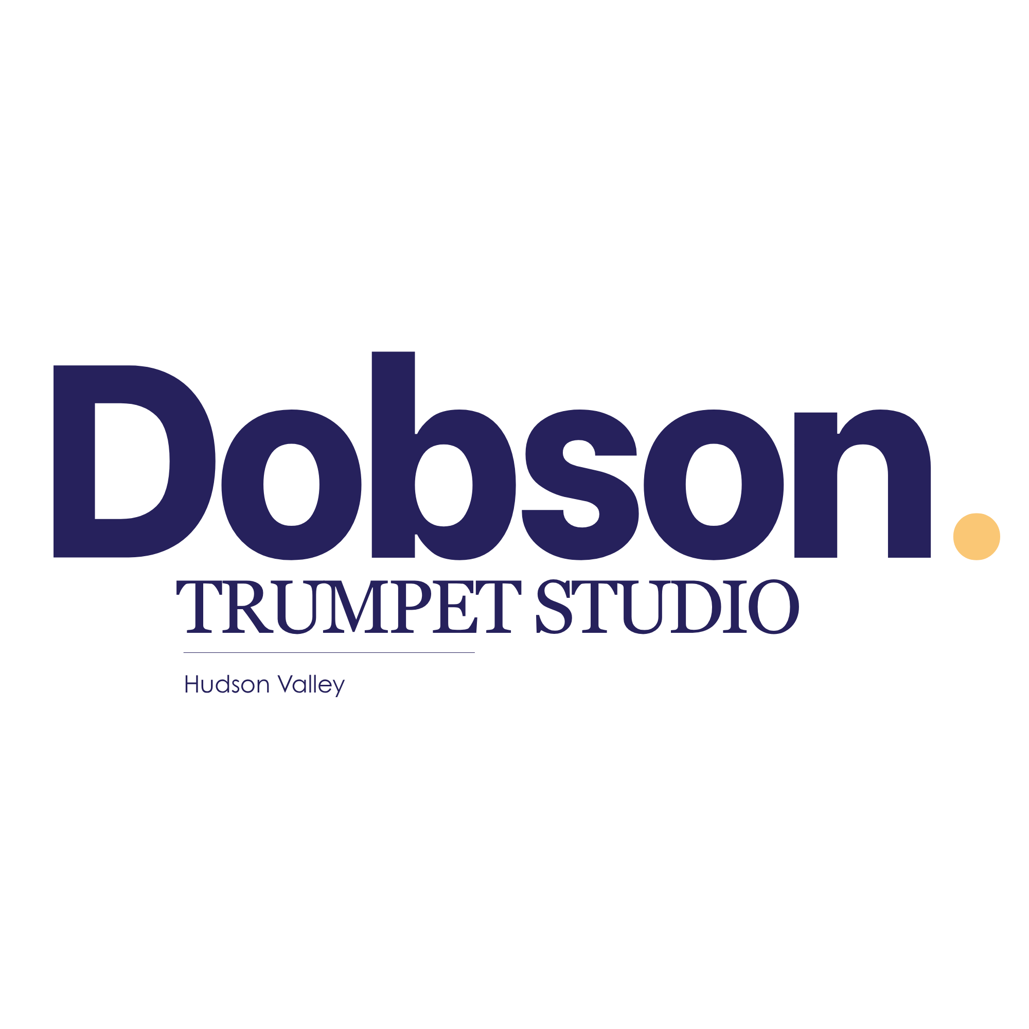 Logo with a black top section featuring a stylized woman's profile and the word 'Dohen' in large dark blue letters; underneath, smaller text reads 'Trumpet Studio' and 'Hudson Valley'.