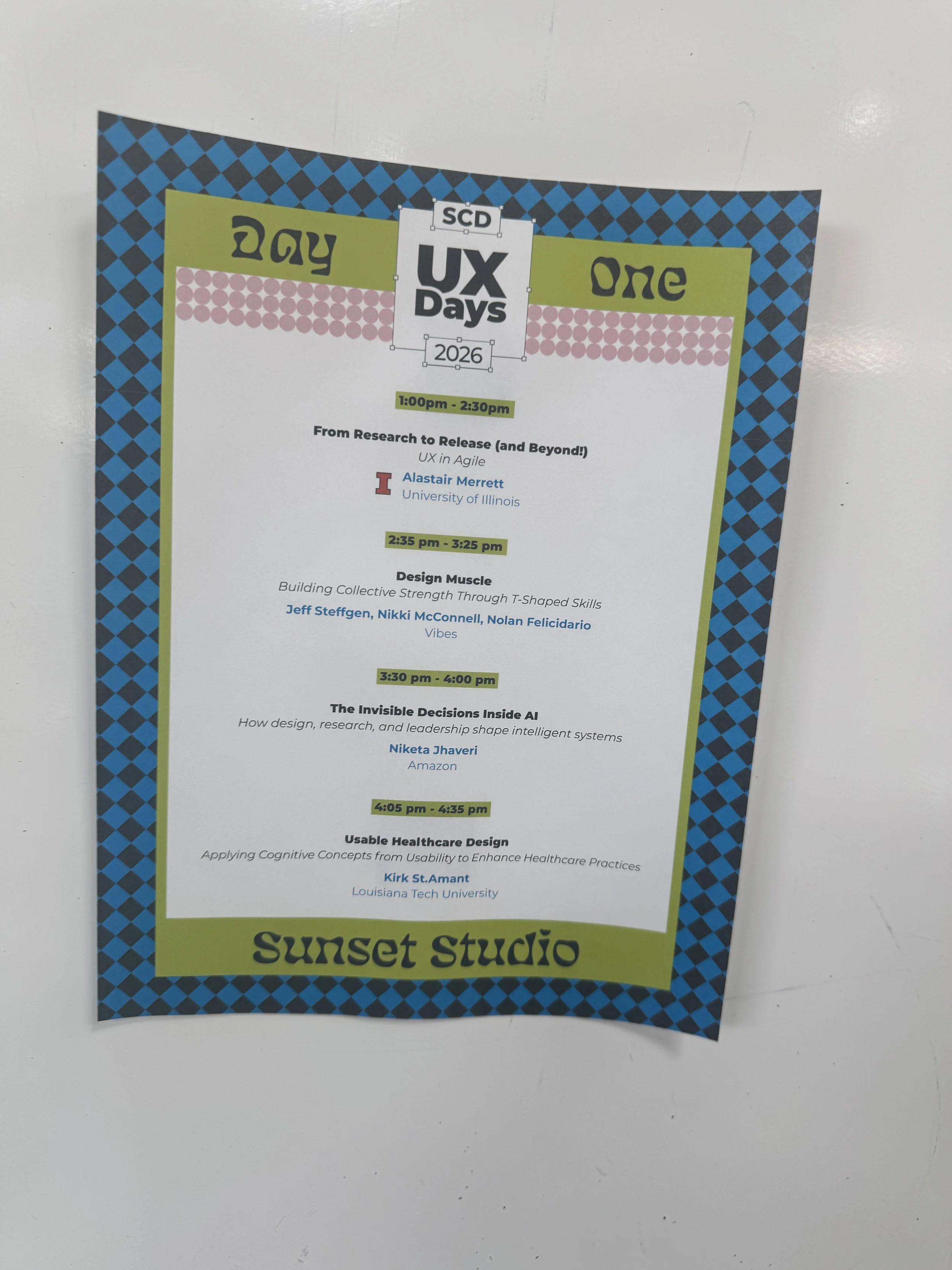 Conference program highlighting UX Days 2026 speakers, sessions, and event schedule.