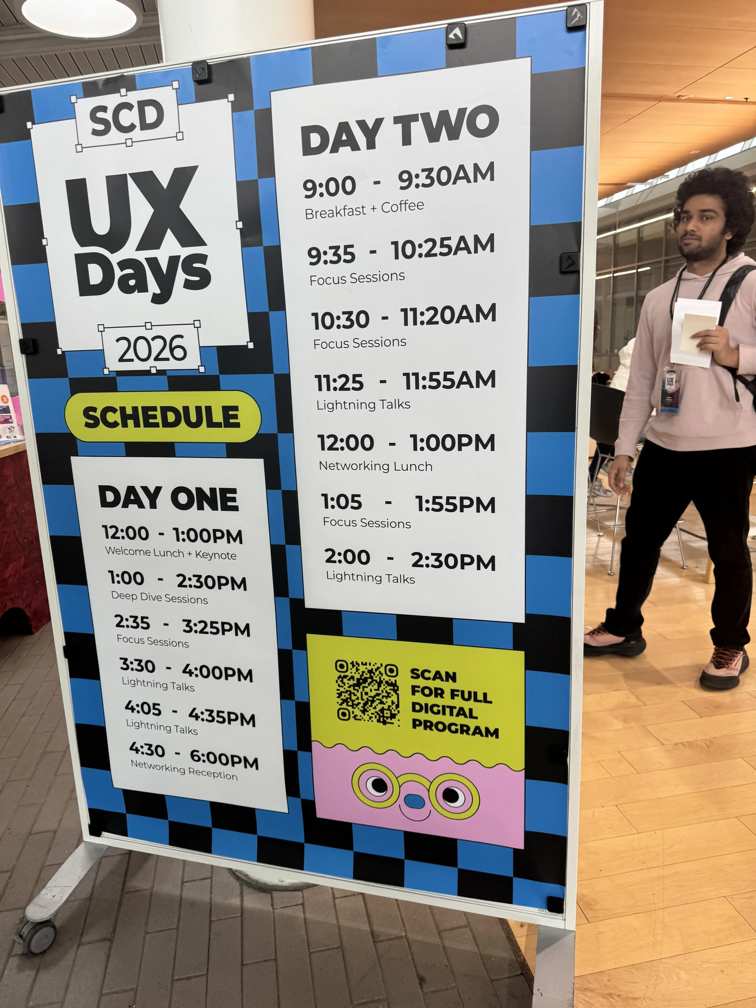 Conference schedule for SCD UX Days 2026 featuring keynote sessions, workshops, and event information.