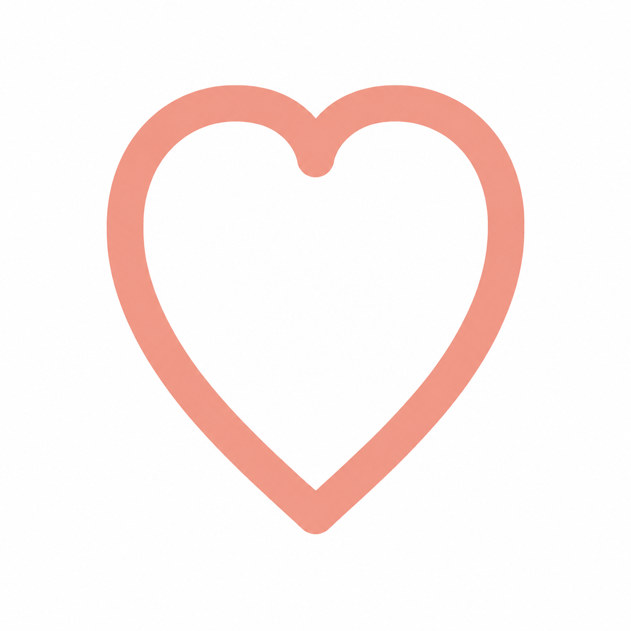 A simple pink outline of a heart on a white background.