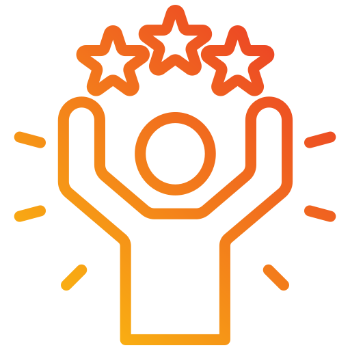 A stylized gold-colored fist with a heart symbol engraved on the palm, representing strength and compassion.
