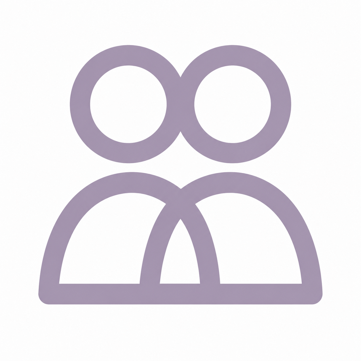 Illustration of two abstract human figures with purple outlines, side by side.